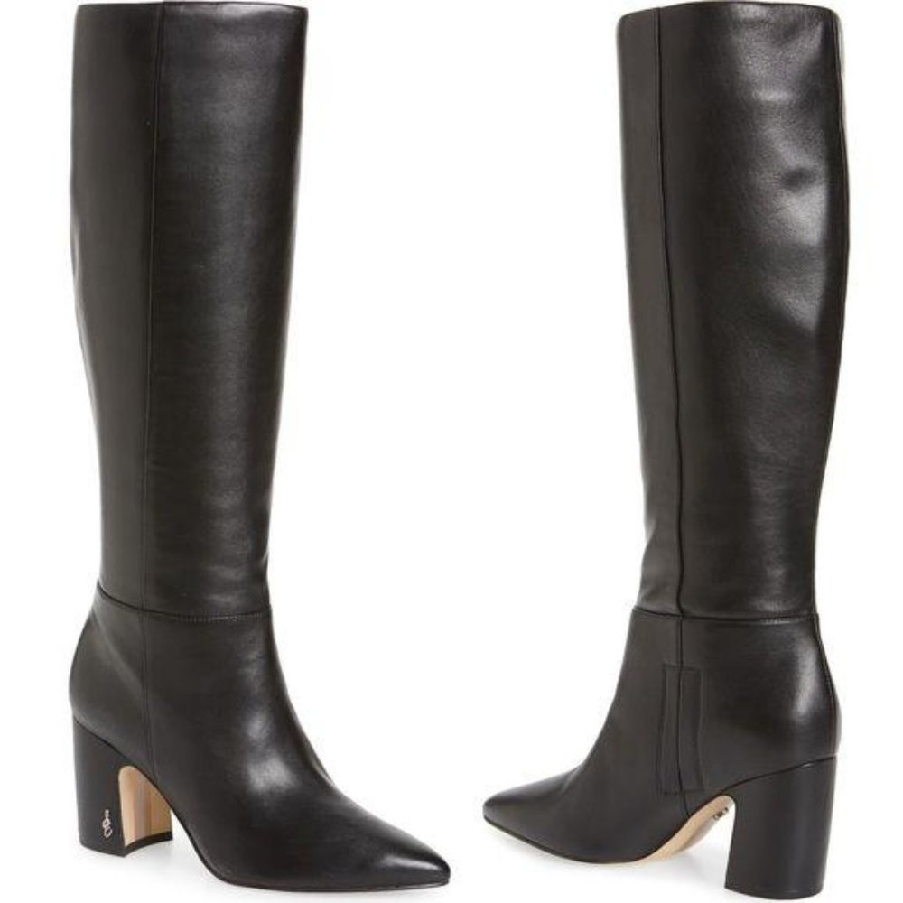 Sam Edelman Knee High Black Leather Hilton Boots 9